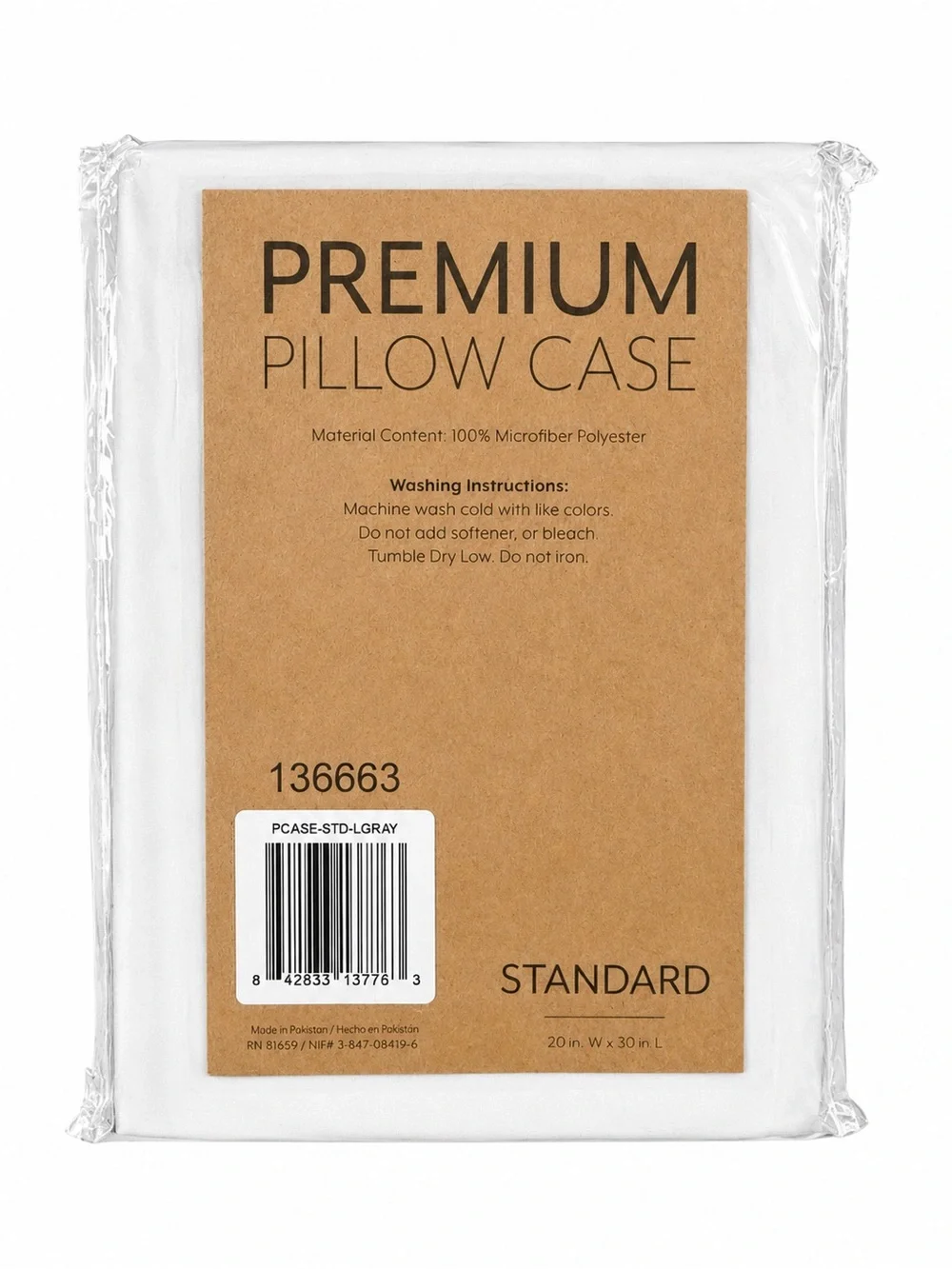 iEnjoy Home Light Gray Standard Pillowcase Set 2 Pack Microfiber 20x30 New